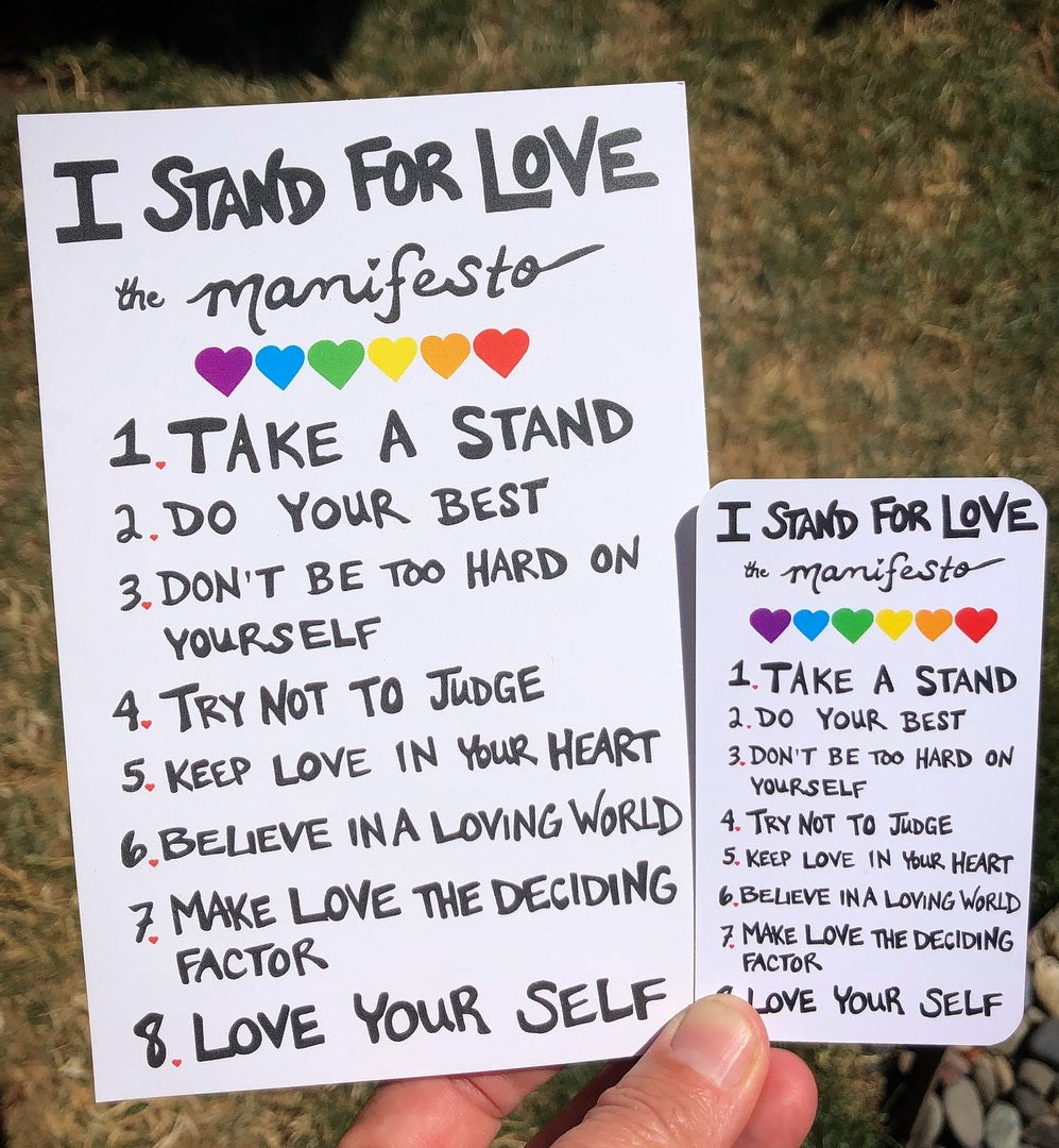 Postcard: I Stand For Love Manifesto + mini card bundle